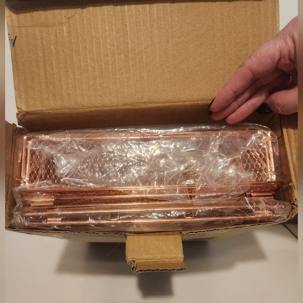 Brand New Rose Gold Multi-Layer Wire Metal Storage File Rack - Picture 5 of 6